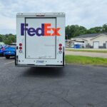 fedex truck rear view outside parked