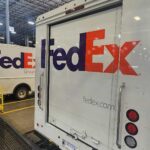 fedex truck rear door closeup