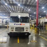 fedex truck front in parking area